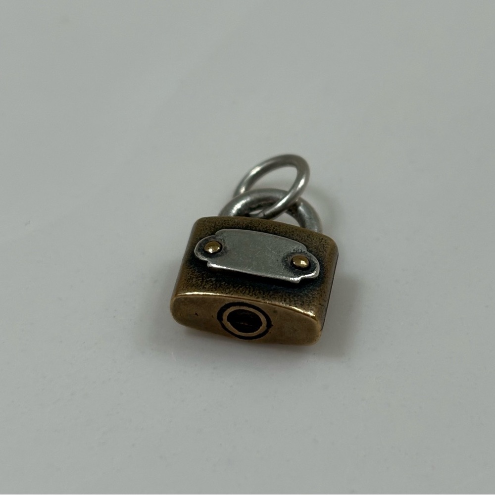 Retired Rare James Avery Pad Lock Charm Bronze and Sterling Silver - Picture 2 of 8